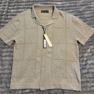 Free Planet Tan Patterned Button Down Shirt